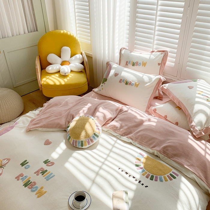 91家纺网 家纺一手货源 找家纺 （总）星野 2020新款牛奶绒太阳雨系列四件套