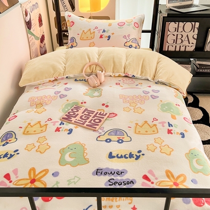 91家纺网 家纺一手货源 找家纺 （总）川悦生活 2023新款高克重宿舍牛奶绒三件套四件套