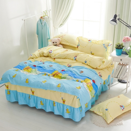 91家纺网 家纺一手货源 找家纺 （总）爱妮玖玖家纺 2023春夏新款萌夏卡通床裙四件套