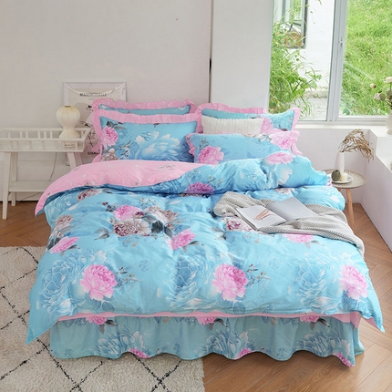 91家纺网 家纺一手货源 找家纺 （总）爱妮玖玖家纺 2023春夏新款AB版普款床裙四件套