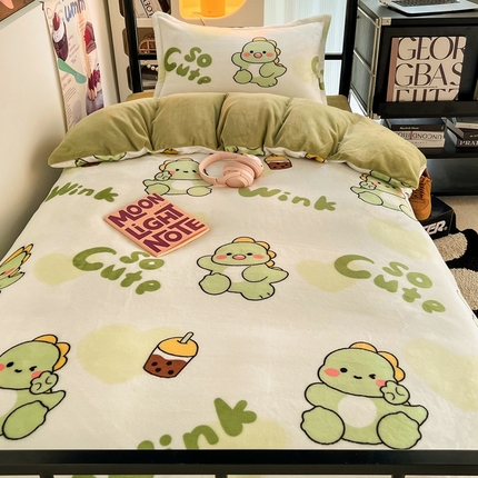 91家纺网 家纺一手货源 找家纺 （总）川悦生活 2023新款高克重宿舍牛奶绒三件套四件套