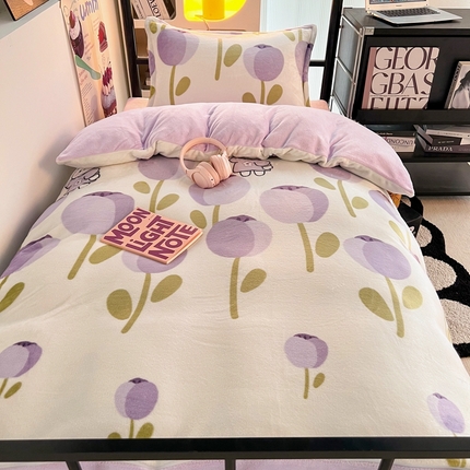 91家纺网 家纺一手货源 找家纺 （总）川悦生活 2023新款高克重宿舍牛奶绒三件套四件套