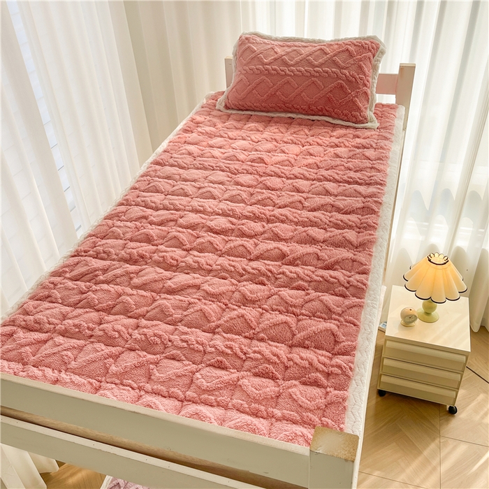 91家纺网 家纺一手货源 找家纺 喜居 2023新款塔芙绒床垫薄床垫子床褥子床护垫 豆沙粉