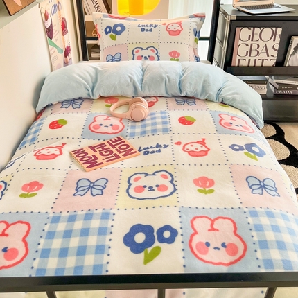 91家纺网 家纺一手货源 找家纺 （总）川悦生活 2023新款高克重宿舍牛奶绒三件套四件套