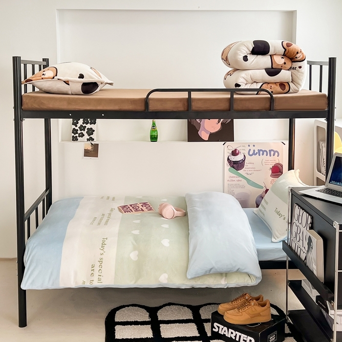 91家纺网 家纺一手货源 找家纺 川悦生活 2023新款高克重宿舍牛奶绒三件套四件套 美好生活