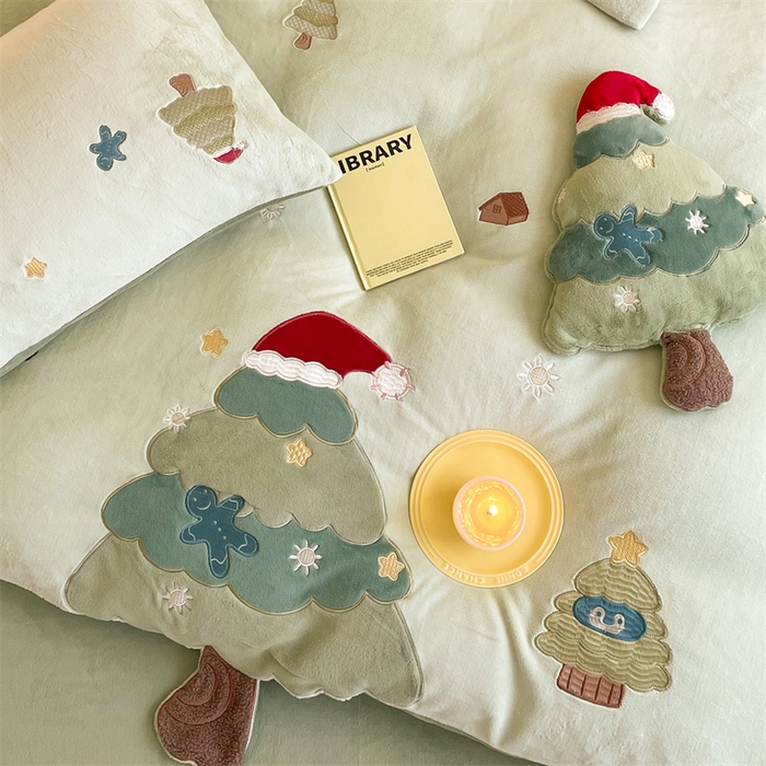 91家纺网 家纺一手货源 找家纺 （总）西西家居 2023新款正宗230g全消光牛奶绒四件套-绿色树林