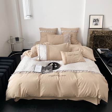 91家纺网 家纺一手货源 找家纺 （总）江涞 2023新款40S金丝绒拼接加厚磨毛四件套-赛琳