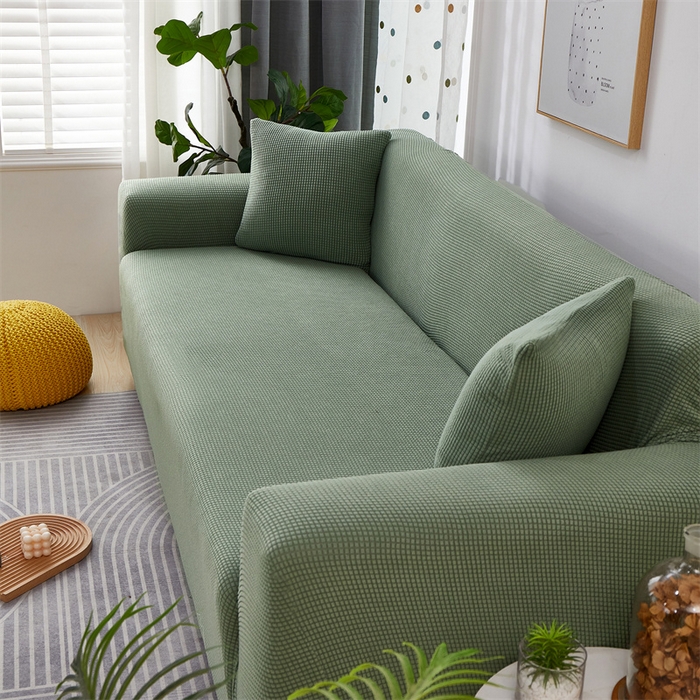 91家纺网 家纺一手货源 找家纺 丝绮鹿 2023新款玉米粒全包沙发套 青色