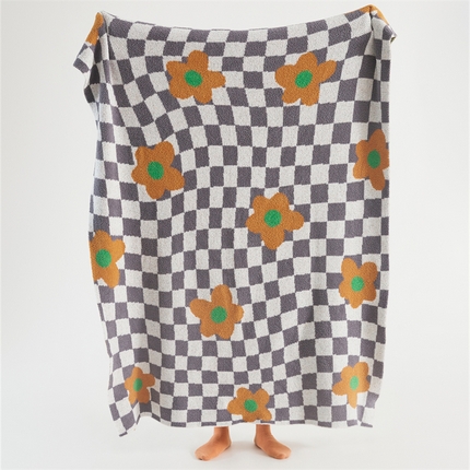 91家纺网 家纺一手货源 找家纺 暖绵绵家纺 2025新款半边绒毛毯-花海 花海-橘色