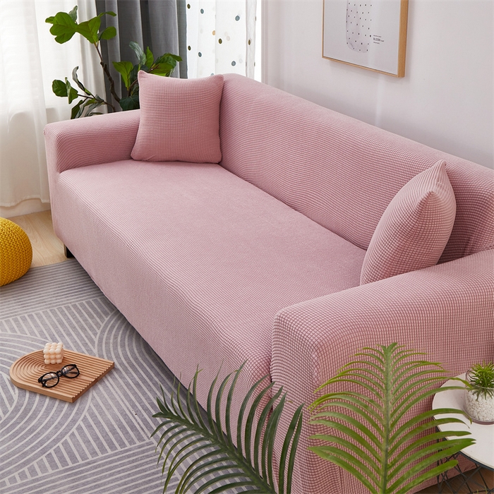 91家纺网 家纺一手货源 找家纺 丝绮鹿 2023新款玉米粒全包沙发套 暗粉