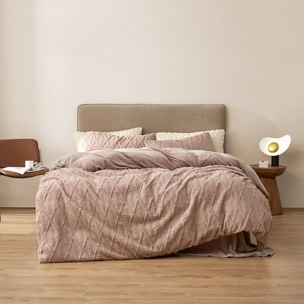 简纯主义 2025新款350g獭兔绒牛奶绒四件套-苏酥系列 卡其