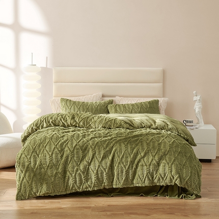 简纯主义 2025新款350g獭兔绒牛奶绒四件套-苏酥系列 青禾