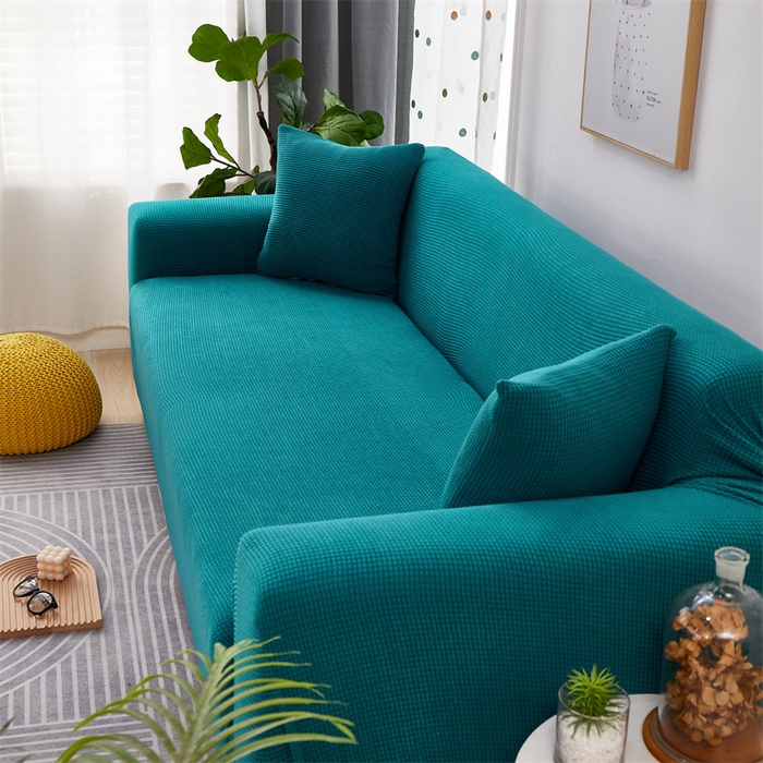 91家纺网 家纺一手货源 找家纺 丝绮鹿 2023新款玉米粒全包沙发套 翡绿