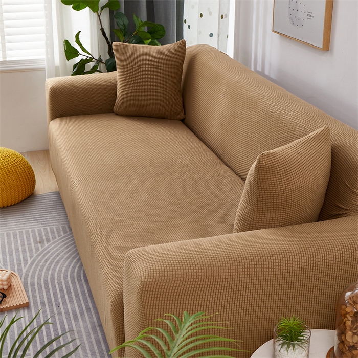 91家纺网 家纺一手货源 找家纺 丝绮鹿 2023新款玉米粒全包沙发套 驼色