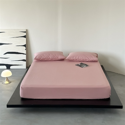 91家纺网 家纺一手货源 找家纺 三味舒屋 2024新款全棉色织水洗棉单品床笠/枕套 蔷薇粉