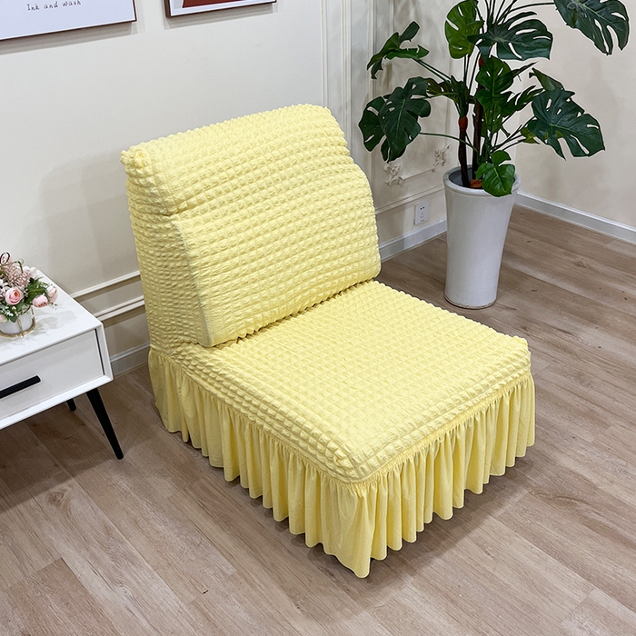 91家纺网 家纺一手货源 找家纺 丝绮鹿 2023新款爆米花裙边小单卡座 柠檬黄