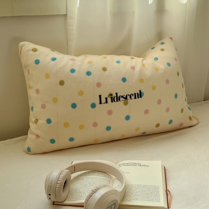 桃喜 2024新款牛奶绒纯色混搭系列单枕套 大版波点