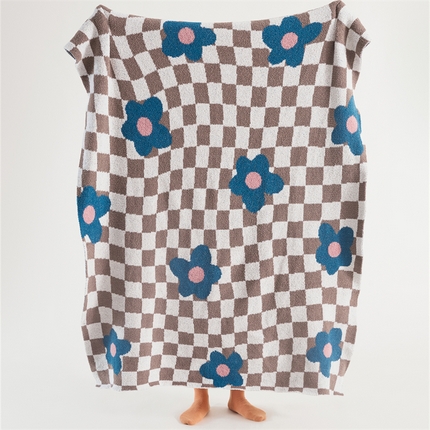 91家纺网 家纺一手货源 找家纺 暖绵绵家纺 2025新款半边绒毛毯-花海 花海-蓝色