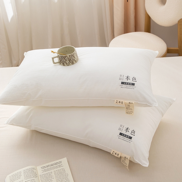 91家纺网 家纺一手货源 找家纺 织布人 2023新款枕芯A类60支全棉抗菌至简本色舒睡枕护颈羽丝绒荞麦枕头 40*60cm至简本色-儿童学生枕