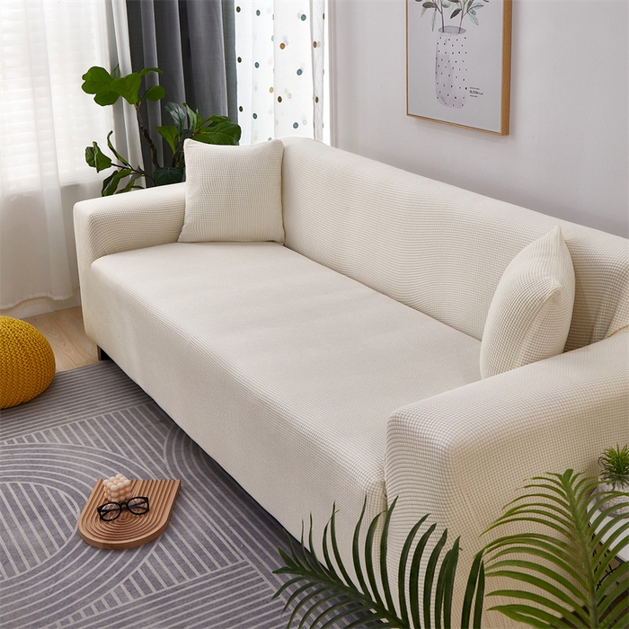 91家纺网 家纺一手货源 找家纺 丝绮鹿 2023新款玉米粒全包沙发套 奶白