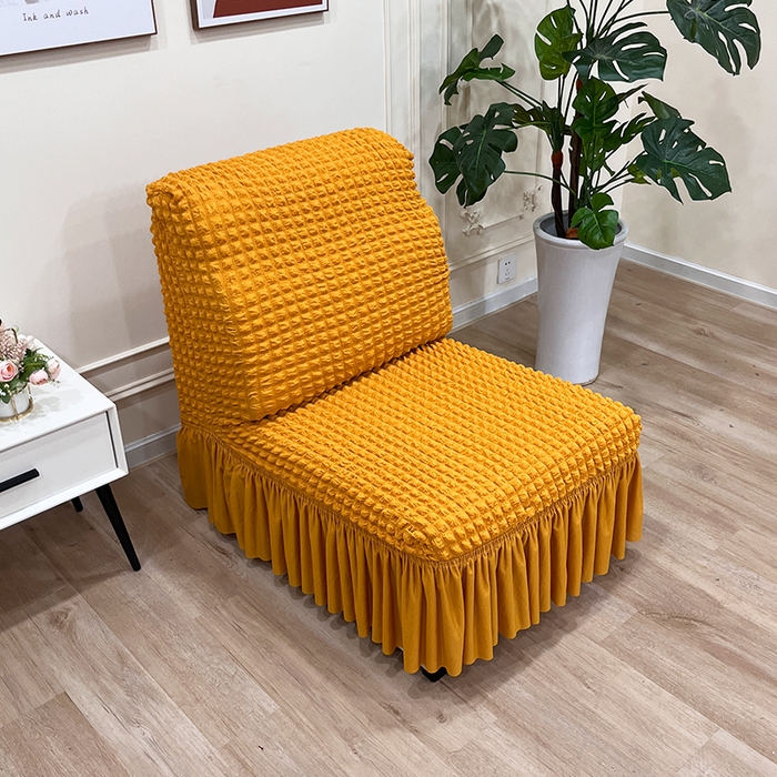 91家纺网 家纺一手货源 找家纺 丝绮鹿 2023新款爆米花裙边小单卡座 姜黄