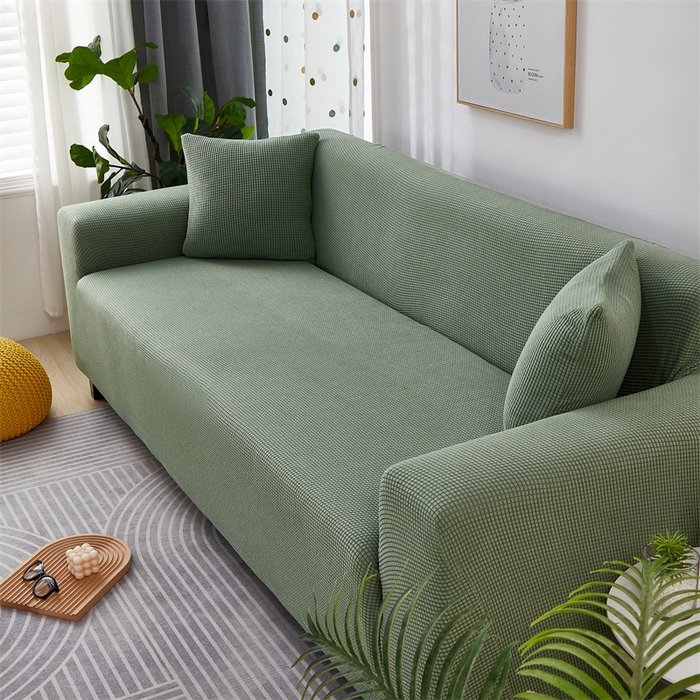 91家纺网 家纺一手货源 找家纺 丝绮鹿 2023新款玉米粒全包沙发套 青色