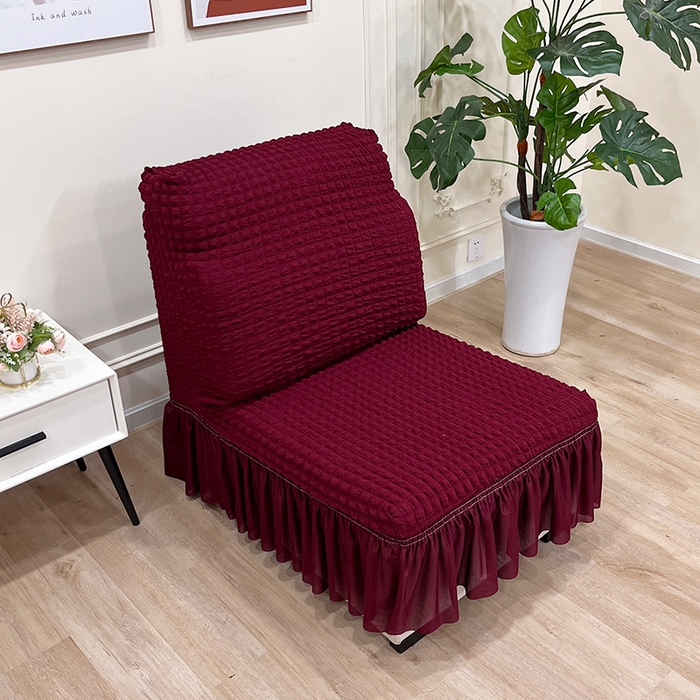 91家纺网 家纺一手货源 找家纺 丝绮鹿 2023新款爆米花裙边小单卡座 酒红