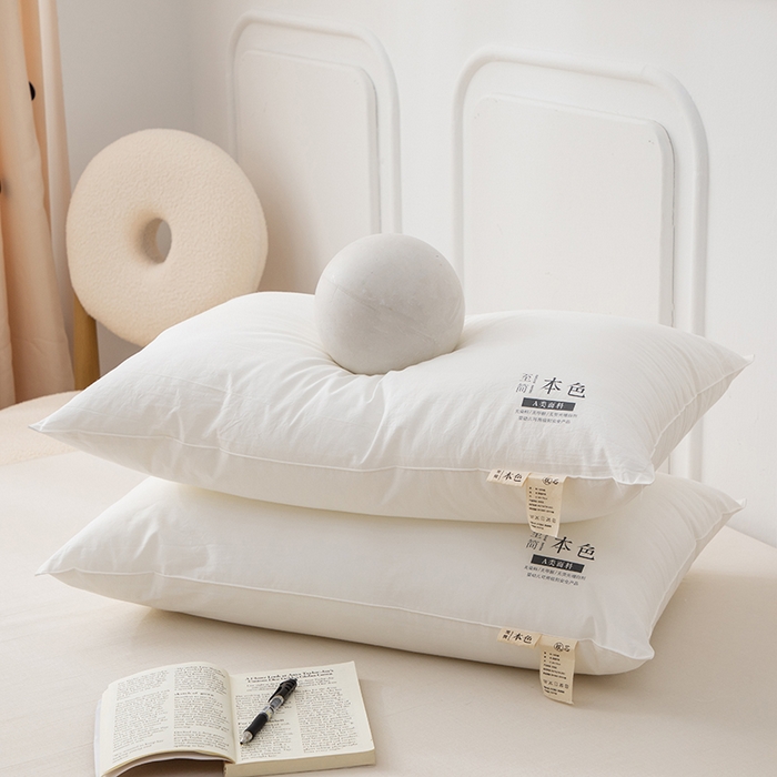 91家纺网 家纺一手货源 找家纺 织布人 2023新款枕芯A类60支全棉抗菌至简本色舒睡枕护颈羽丝绒荞麦枕头 40*60cm至简本色-儿童学生枕