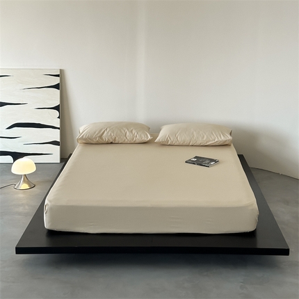 91家纺网 家纺一手货源 找家纺 三味舒屋 2024新款全棉色织水洗棉单品床笠/枕套 白卡其