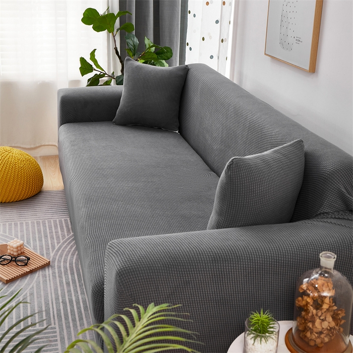 91家纺网 家纺一手货源 找家纺 丝绮鹿 2023新款玉米粒全包沙发套 灰色