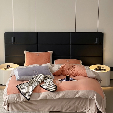 91家纺网 家纺一手货源 找家纺 （总）橘滋 2024新款260克进口牛奶绒定制面料加厚加密四件套-H系列