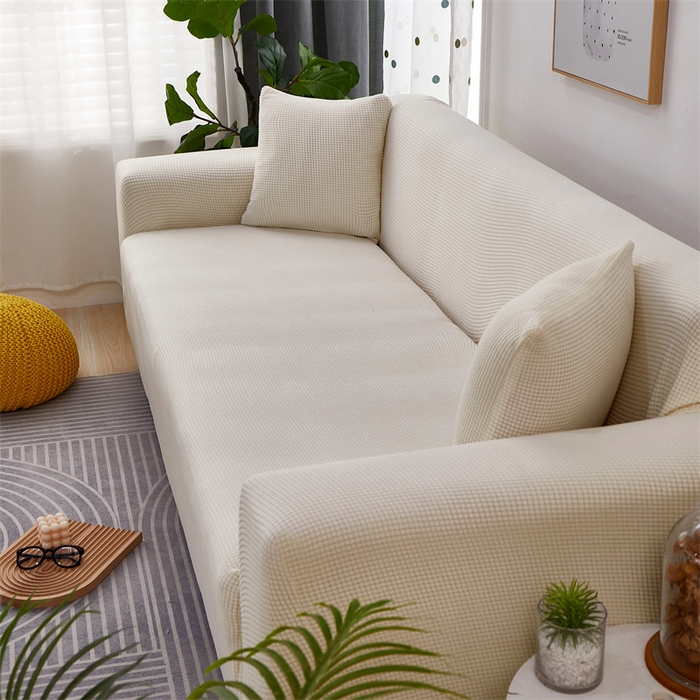 91家纺网 家纺一手货源 找家纺 丝绮鹿 2023新款玉米粒全包沙发套 奶白