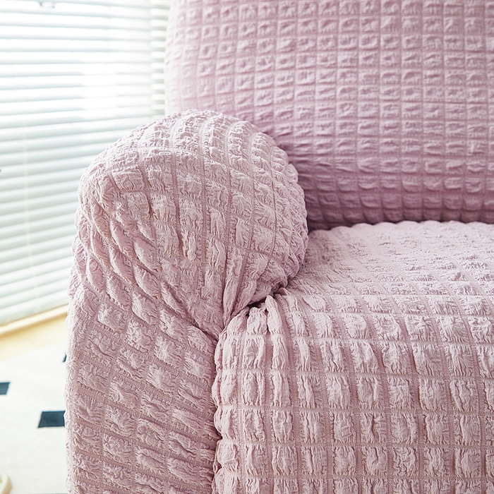 91家纺网 家纺一手货源 找家纺 丝绮鹿 2023新款爆米花系列芝华士沙发套 粉色