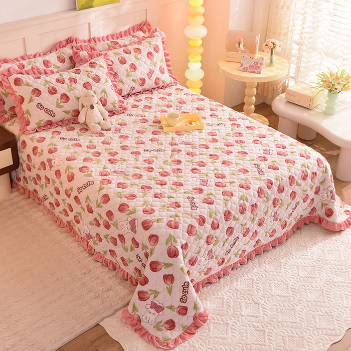 91家纺网 家纺一手货源 找家纺 美达家纺 2025新款牛奶绒床盖 花仙兔