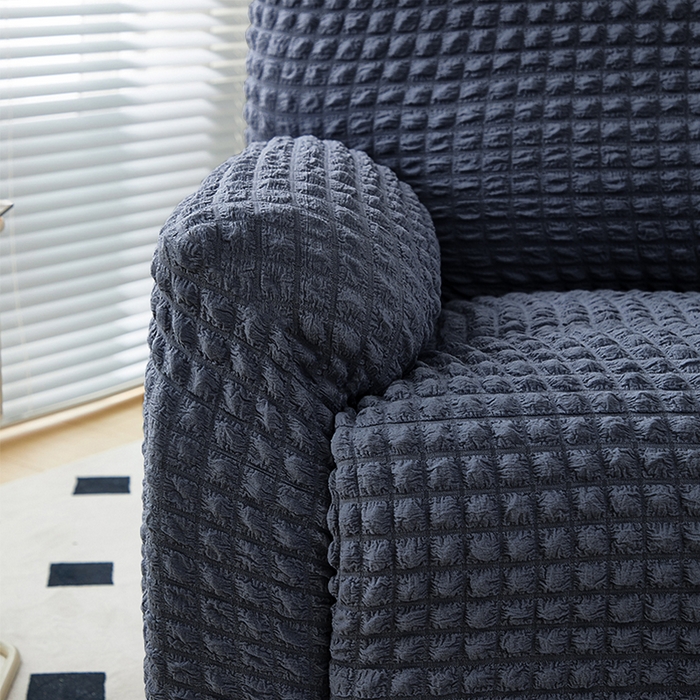 91家纺网 家纺一手货源 找家纺 丝绮鹿 2023新款爆米花系列芝华士沙发套 碳灰