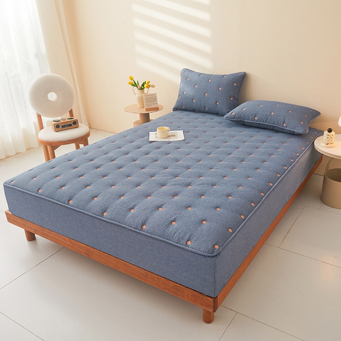 91家纺网 家纺一手货源 找家纺 （总）纤雅床笠 2024新款纯棉水洗棉刺绣夹棉大豆床笠--梵宝