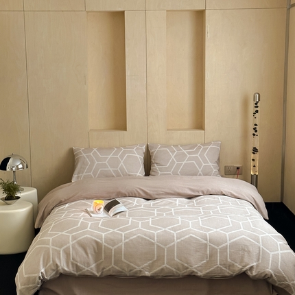 91家纺网 家纺一手货源 找家纺 例外Home 2023新款A类色织提花四件套-罗拉 罗拉_茶咖