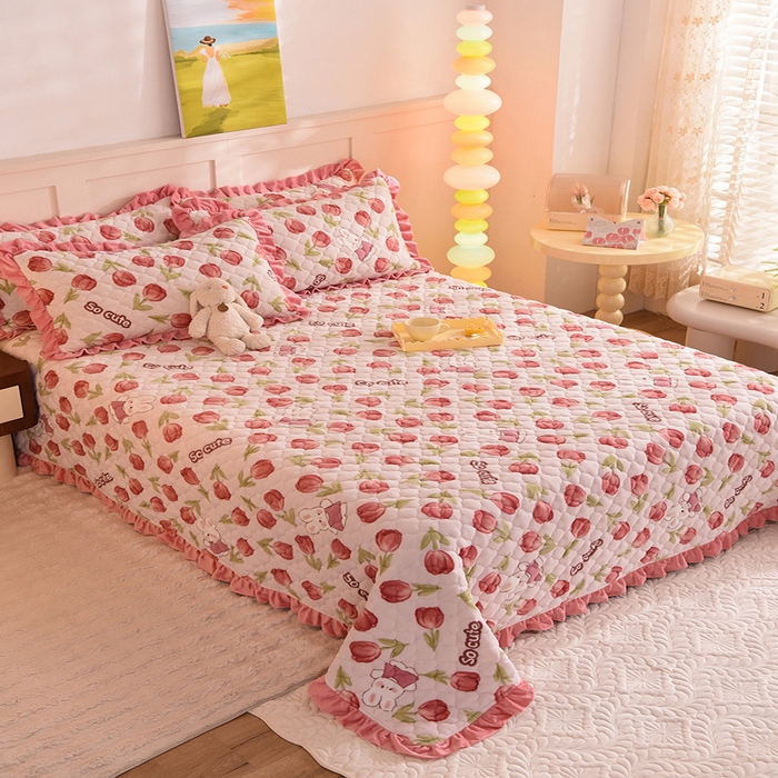 91家纺网 家纺一手货源 找家纺 美达家纺 2025新款牛奶绒床盖 花仙兔