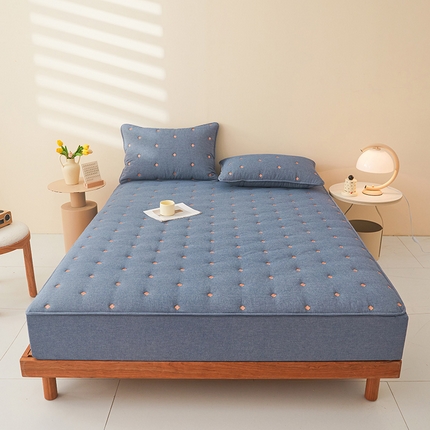 91家纺网 家纺一手货源 找家纺 （总）纤雅床笠 2024新款纯棉水洗棉刺绣夹棉大豆床笠--梵宝