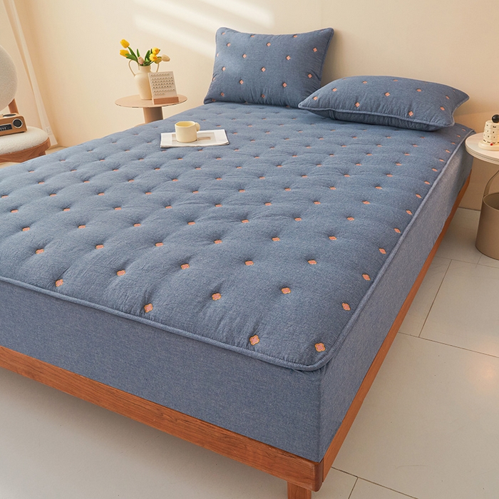 91家纺网 家纺一手货源 找家纺 （总）纤雅床笠 2024新款纯棉水洗棉刺绣夹棉大豆床笠--梵宝