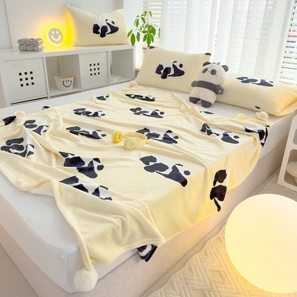 （总）璞素家居 2023新款双面牛奶绒毛毯-熊猫