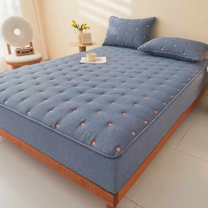 91家纺网 家纺一手货源 找家纺 （总）纤雅床笠 2024新款纯棉水洗棉刺绣夹棉大豆床笠--梵宝