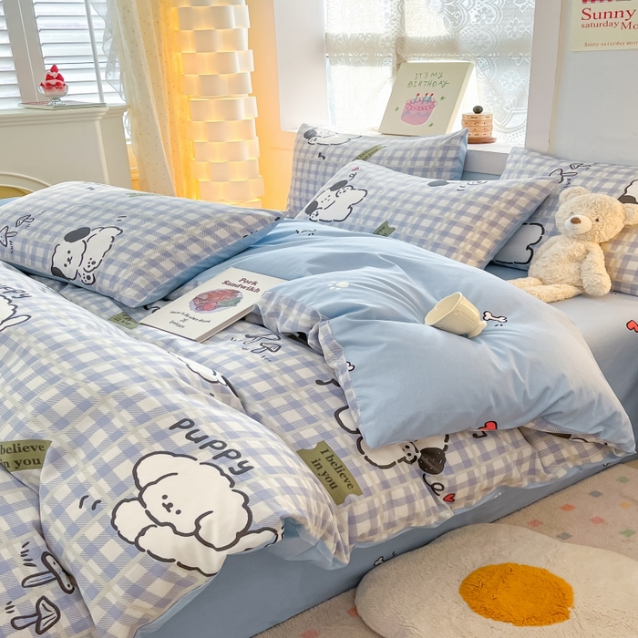 91家纺网 家纺一手货源 找家纺 曼之夏 2023新款全棉可爱卡通印花四件套 淘气兄弟