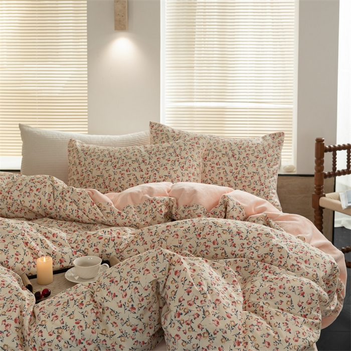 91家纺网 家纺一手货源 找家纺 洋铭区（原狠狠爱） 2023新款棉加绒四件套 蜜桃樱花