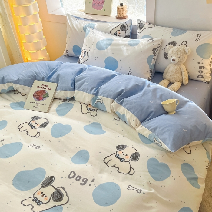 91家纺网 家纺一手货源 找家纺 曼之夏 2023新款全棉可爱卡通印花四件套 跳动节奏