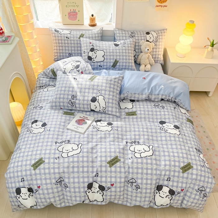 91家纺网 家纺一手货源 找家纺 曼之夏 2023新款全棉可爱卡通印花四件套 淘气兄弟