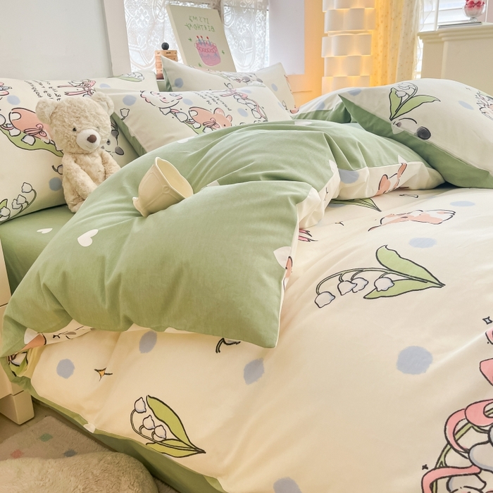 91家纺网 家纺一手货源 找家纺 曼之夏 2023新款全棉可爱卡通印花四件套 绯云