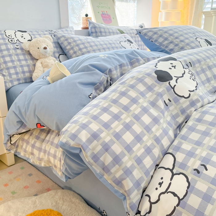 91家纺网 家纺一手货源 找家纺 曼之夏 2023新款全棉可爱卡通印花四件套 淘气兄弟