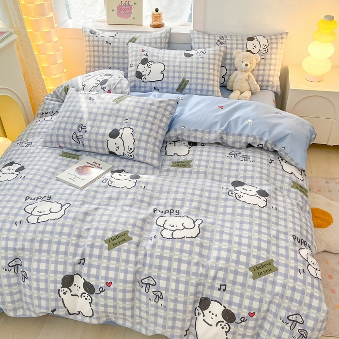 91家纺网 家纺一手货源 找家纺 曼之夏 2023新款全棉可爱卡通印花四件套 淘气兄弟