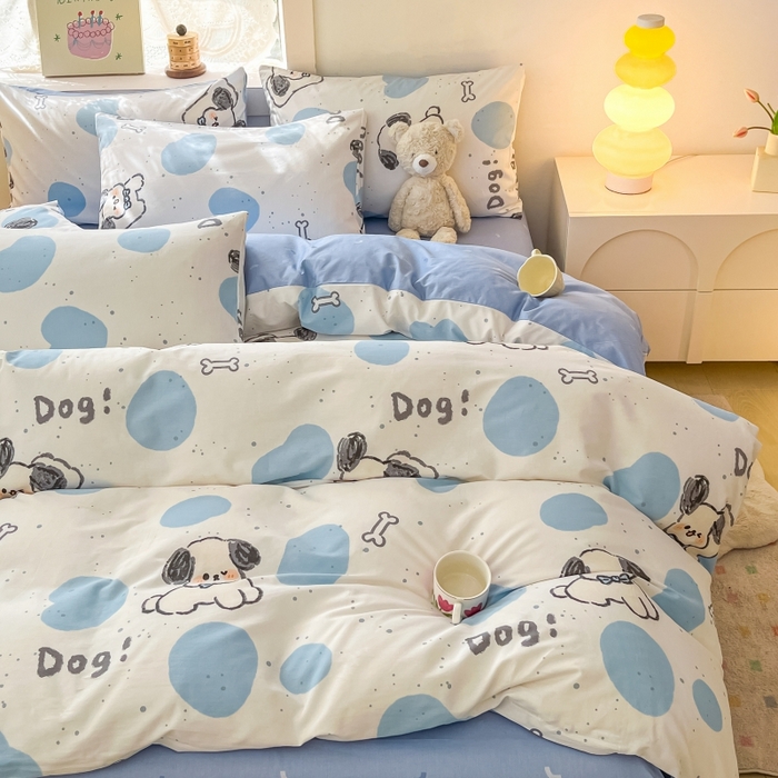 91家纺网 家纺一手货源 找家纺 曼之夏 2023新款全棉可爱卡通印花四件套 跳动节奏